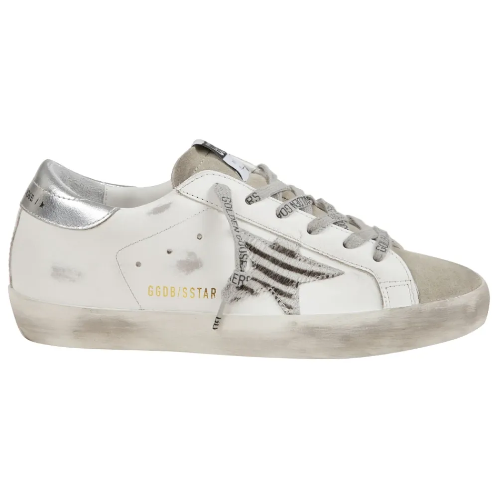 DAMES Golden Goose Sneakers^te leren sneakers met zebraprint