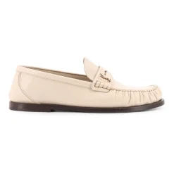 DAMES Saint Laurent Witte platte schoenen met iconisch monogram