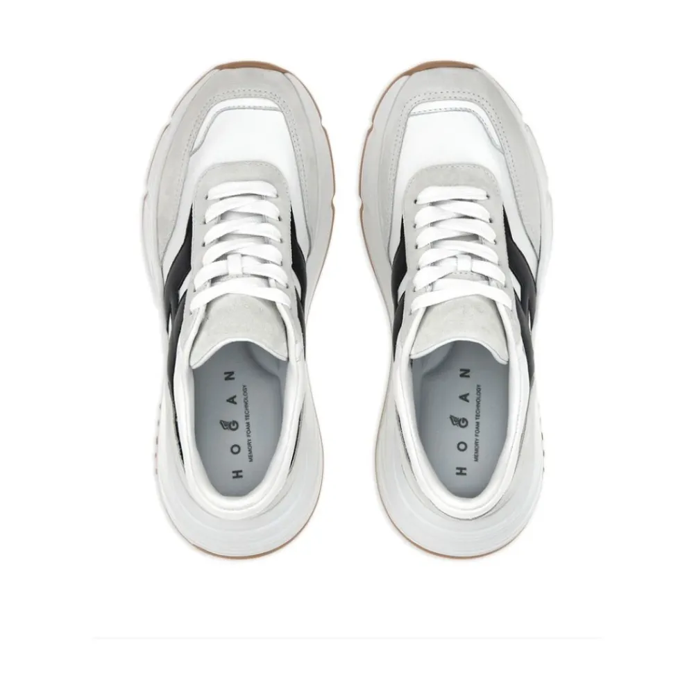 DAMES Hogan Wit/Zwarte Leren Sneakers