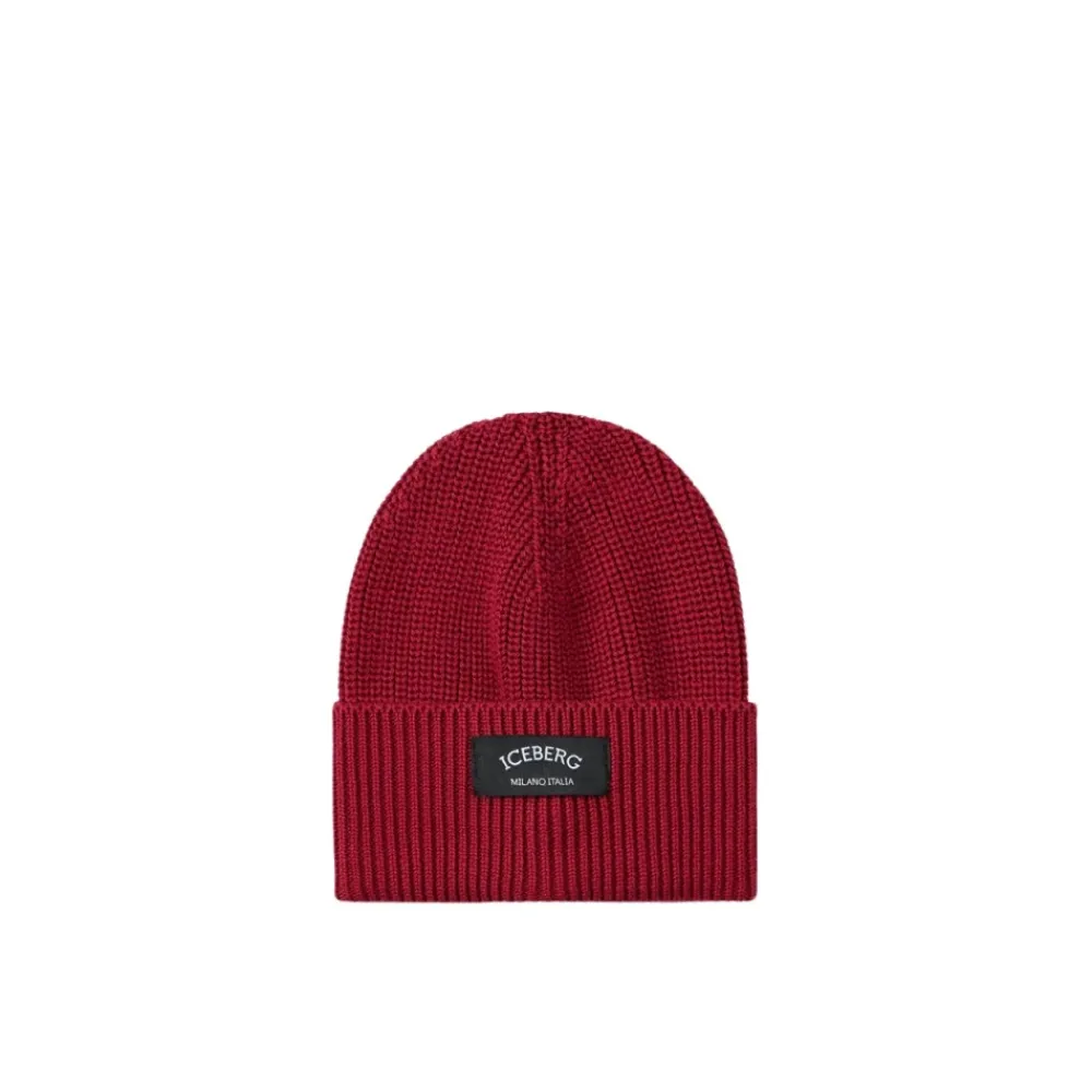 Iceberg Mutsen En Petten^Wollen Beanie Muts met Zwarte Patch en Logo