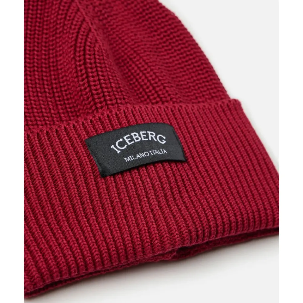 Iceberg Mutsen En Petten^Wollen Beanie Muts met Zwarte Patch en Logo