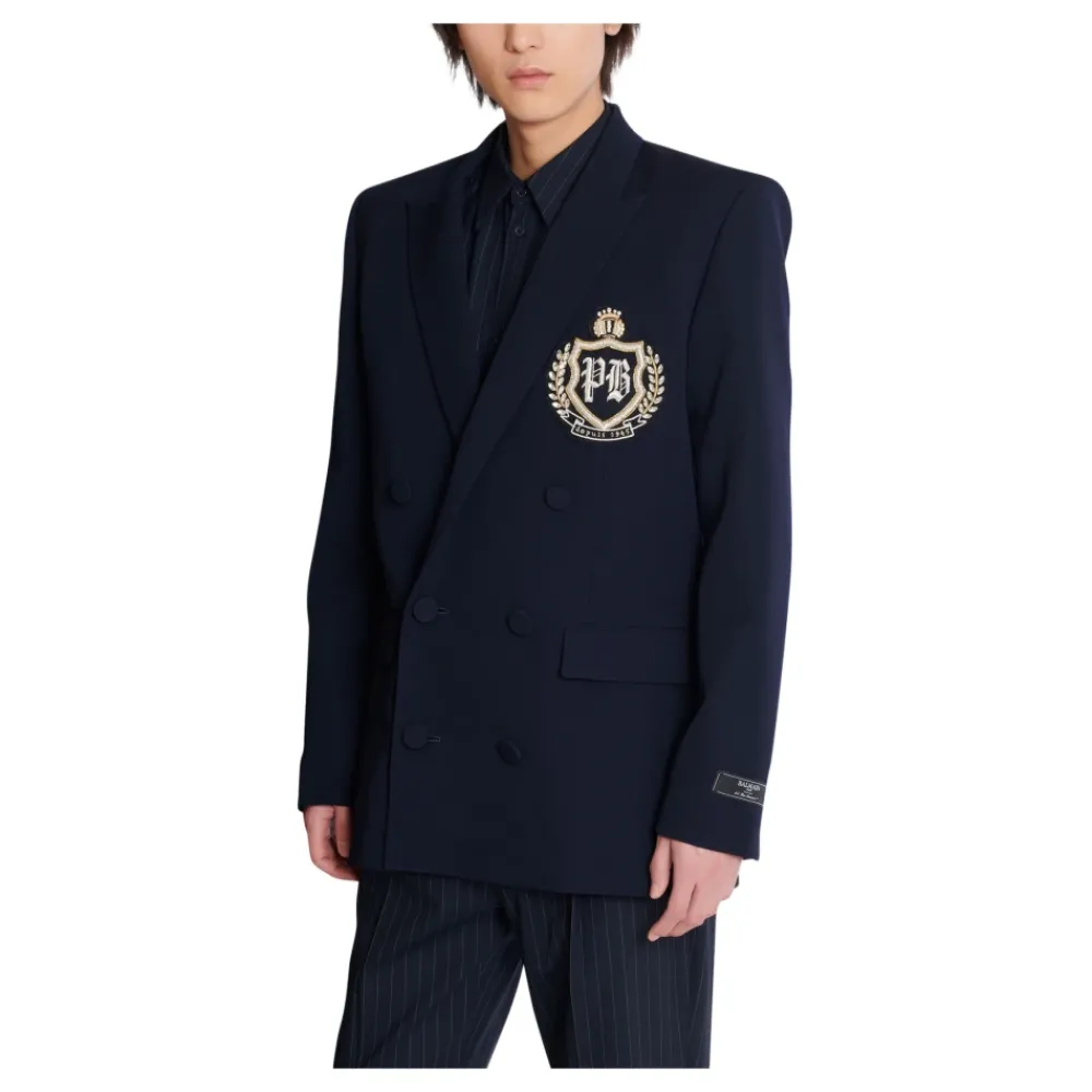 Heren Balmain Wollen blazer met kristal patch