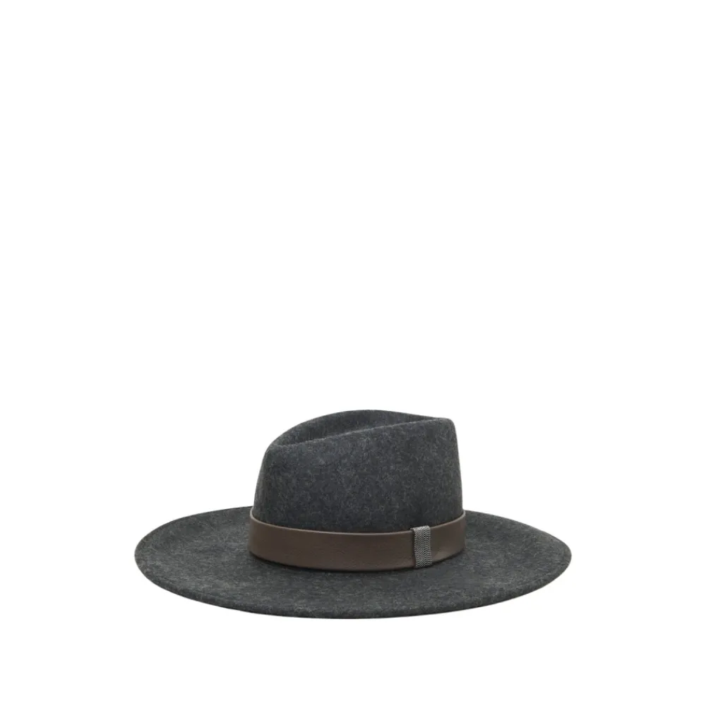 DAMES Peserico Wollen Fedora met Brede Rand