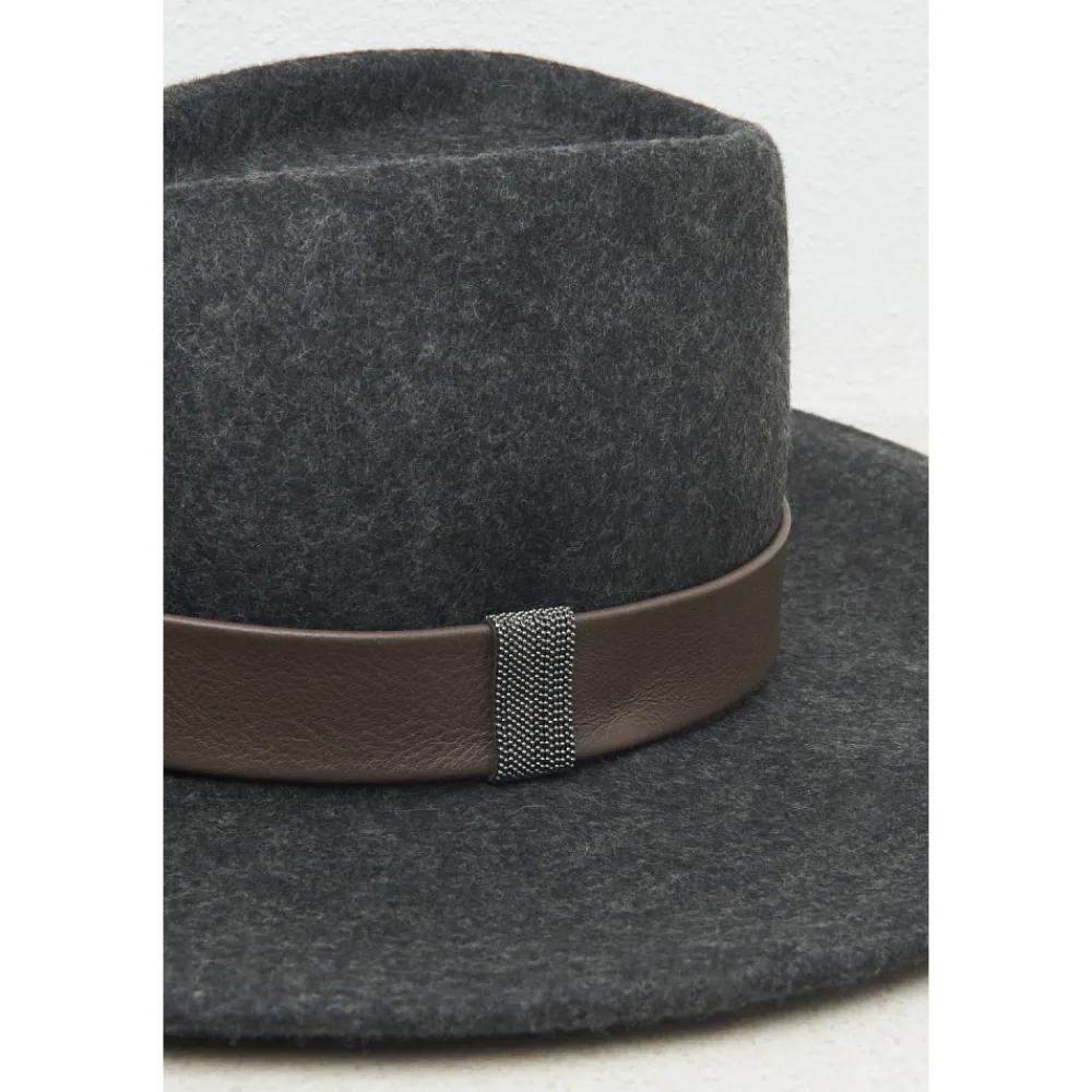 DAMES Peserico Wollen Fedora met Brede Rand