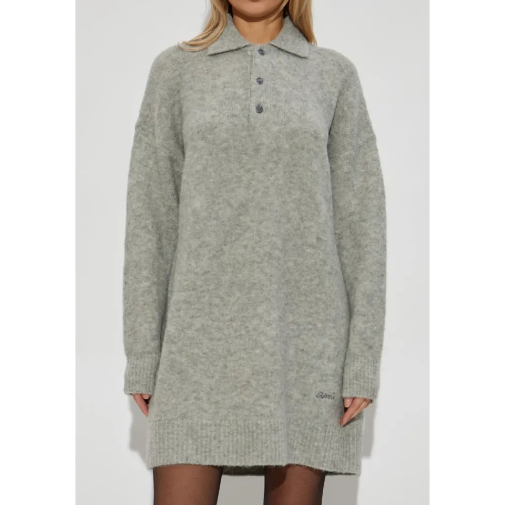 DAMES Ami Paris Jurken^Wollen jurk met kraag