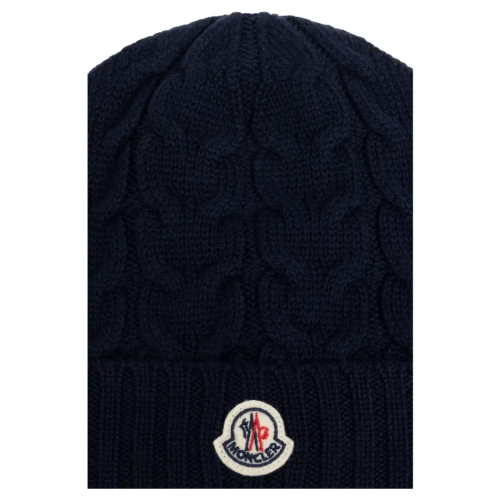 Moncler Mutsen En Petten^Wollen muts met logopatch