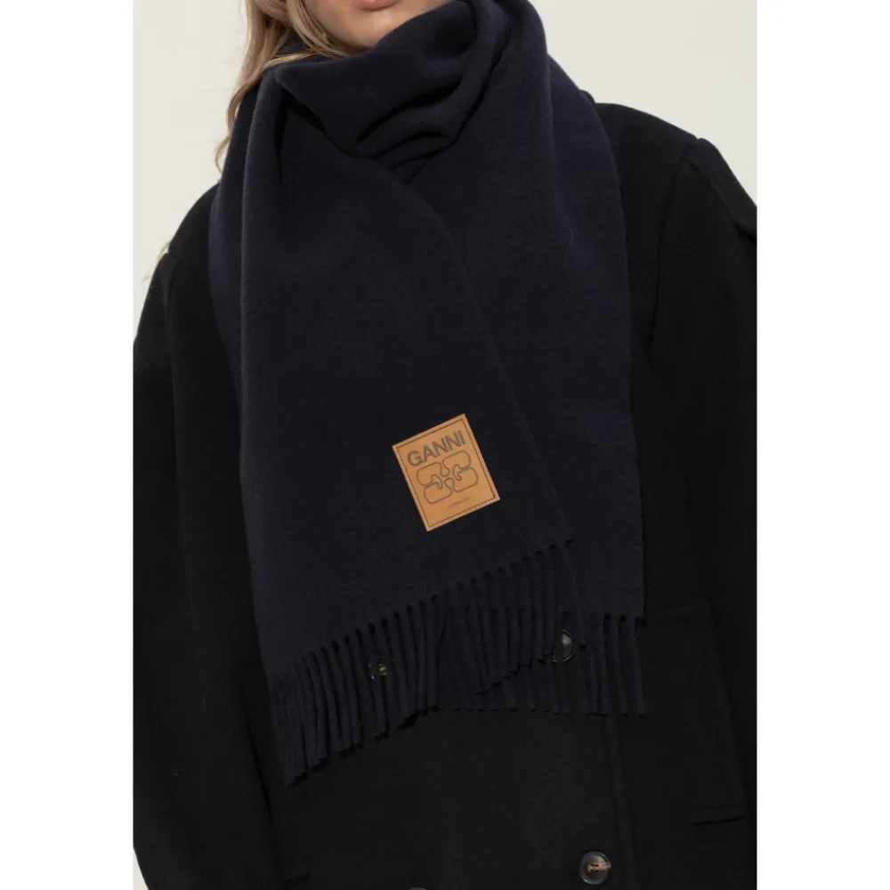 DAMES Ganni Wollen Sjaal Met Logo