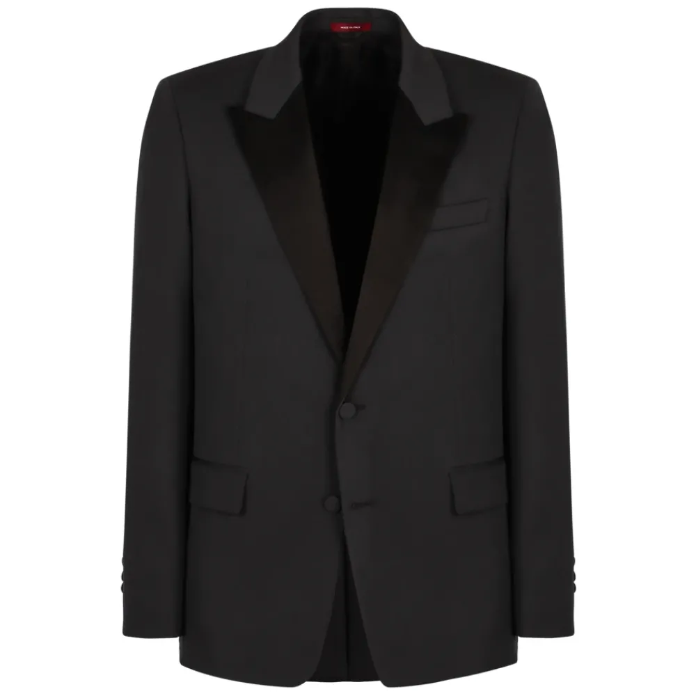 Heren Gucci Kostuums^Wollen Tweedelig Pak met Satijnen Kraag