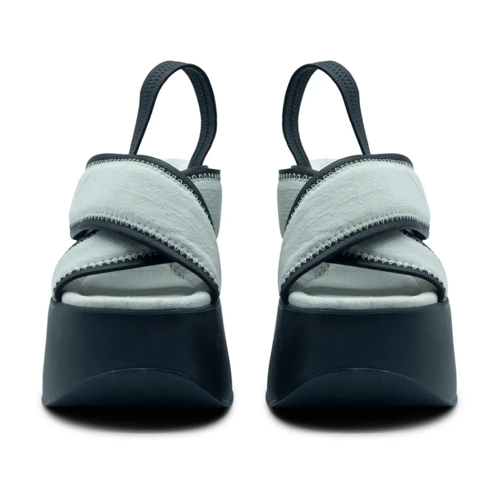 DAMES Vic Matié Sleehakken^Yoko Slipper Zandkleurig/Zwart Denim