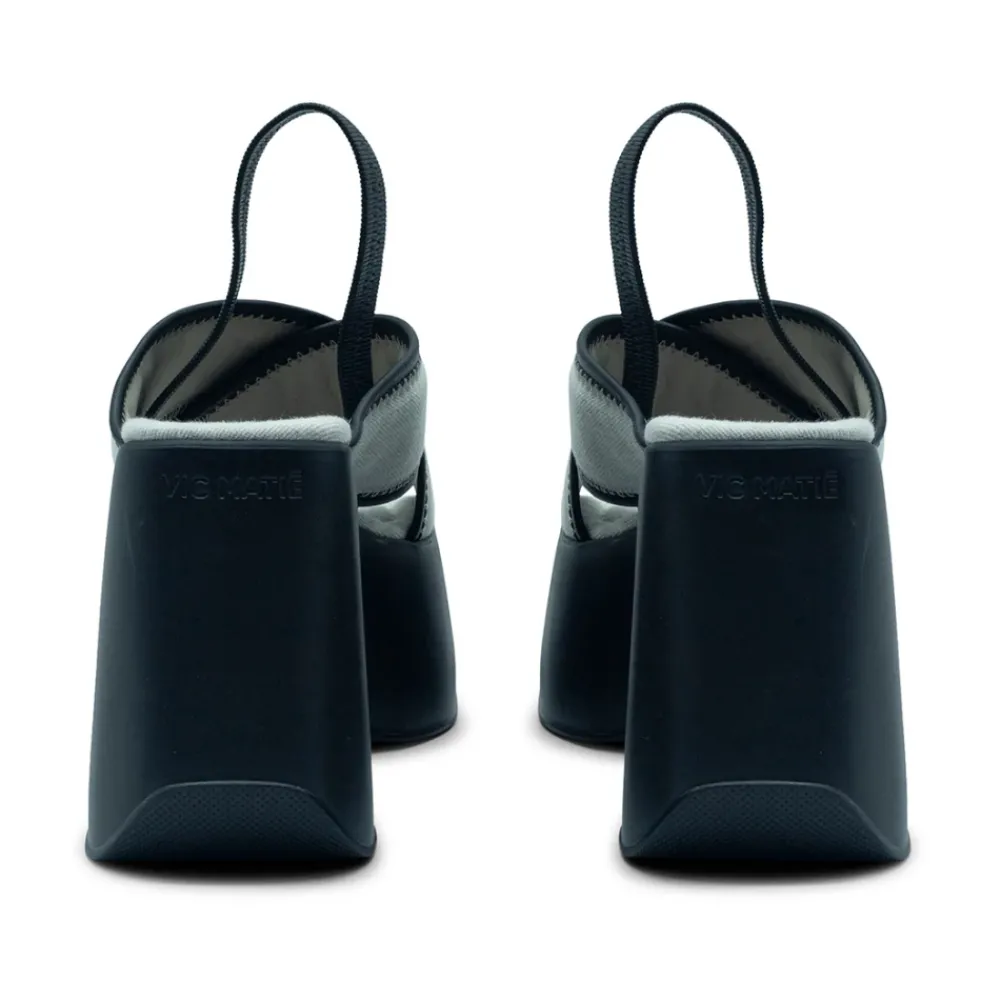 DAMES Vic Matié Sleehakken^Yoko Slipper Zandkleurig/Zwart Denim