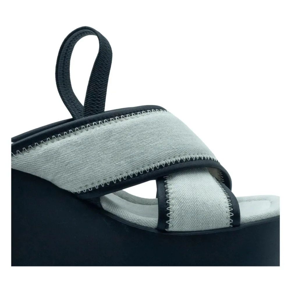 DAMES Vic Matié Sleehakken^Yoko Slipper Zandkleurig/Zwart Denim