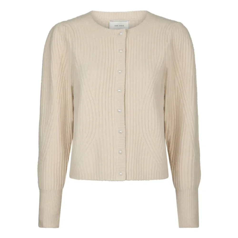 DAMES Neo Noir Zachte Gebreide Trui met Parelknoopjes