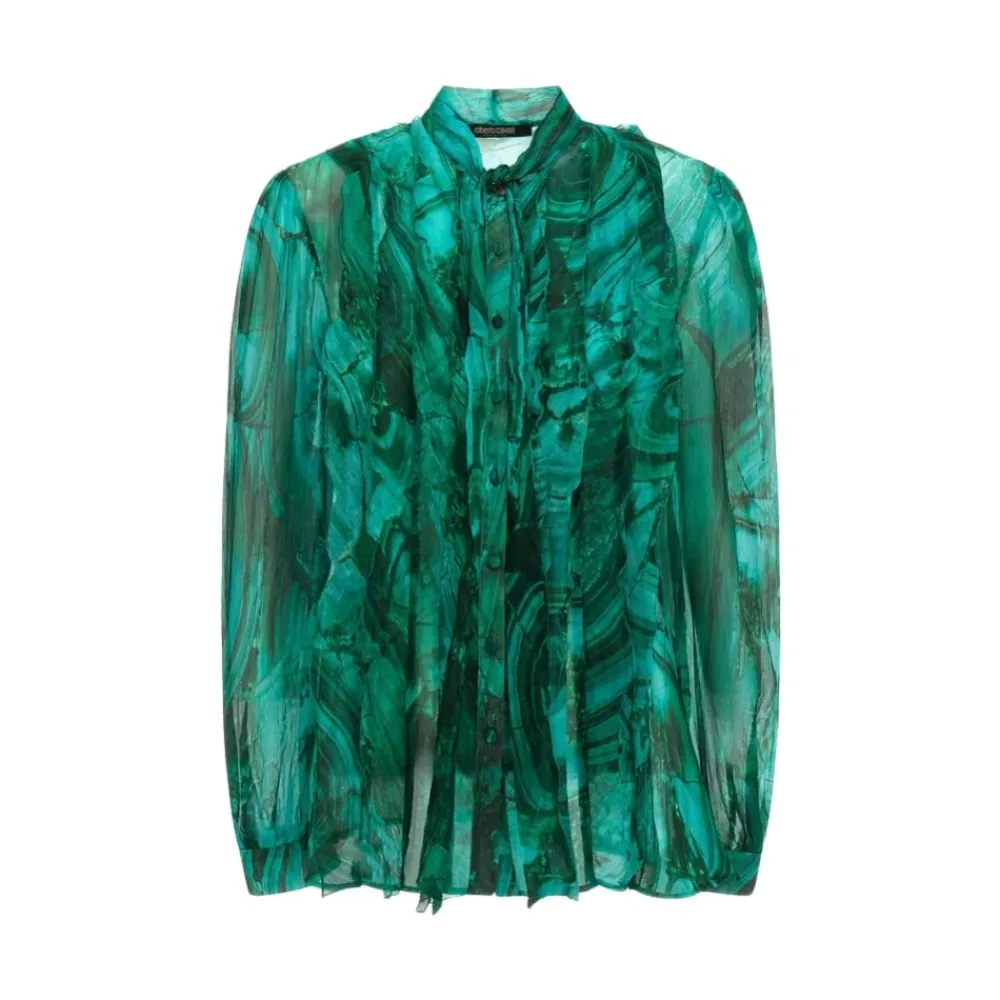DAMES Roberto Cavalli Zijden Malachiet Print Blouse