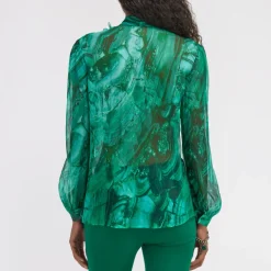 DAMES Roberto Cavalli Zijden Malachiet Print Blouse