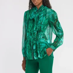DAMES Roberto Cavalli Zijden Malachiet Print Blouse