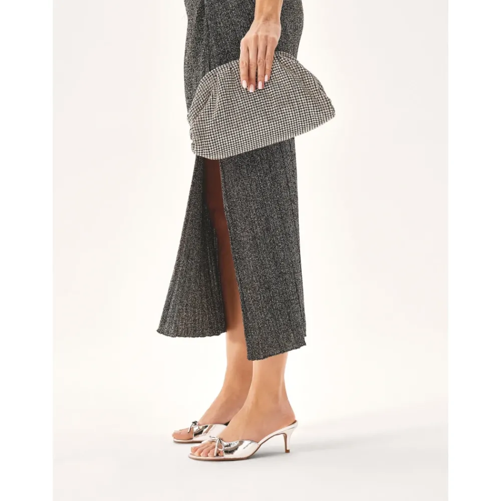 DAMES Kazar Clutches^Zilveren avondtas met zirkonen