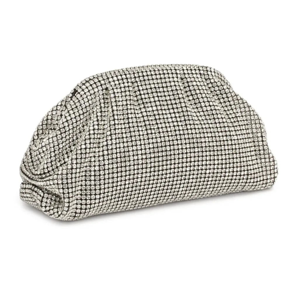 DAMES Kazar Clutches^Zilveren avondtas met zirkonen