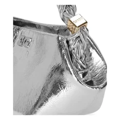 DAMES Ganni Zilveren Leren Mini Handtas met Gevlochten Handvat