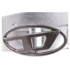 Diesel Riemen En Bretels^Zilveren Leren Riem met Metaal Effect