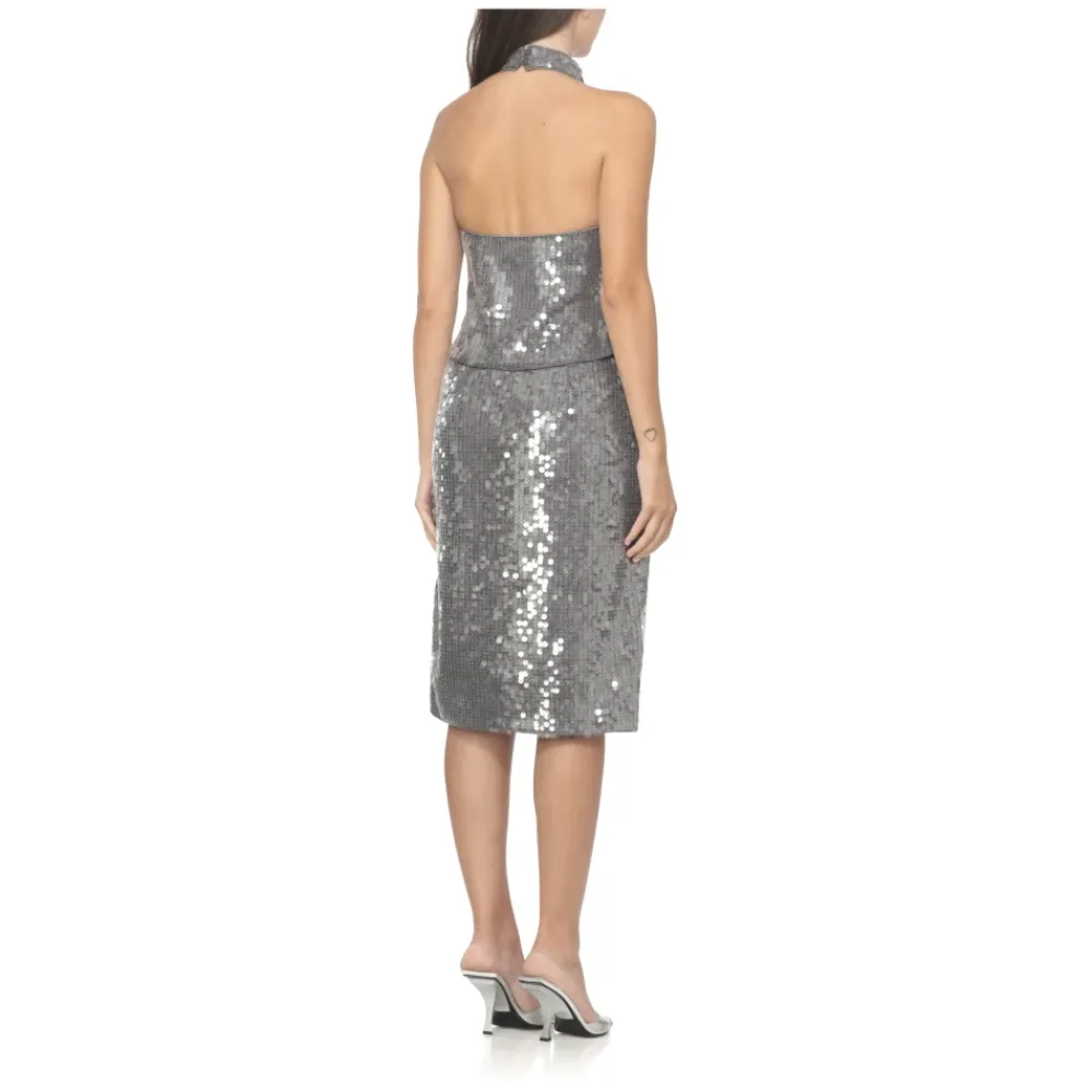 DAMES ROTATE Birger Christensen Shirts^Zilveren Pailletten Hoge Hals Mouwloze Top