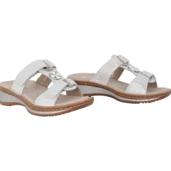 DAMES ara Sleehakken^Zilveren Slide Sandaal - Hawaii Stijl