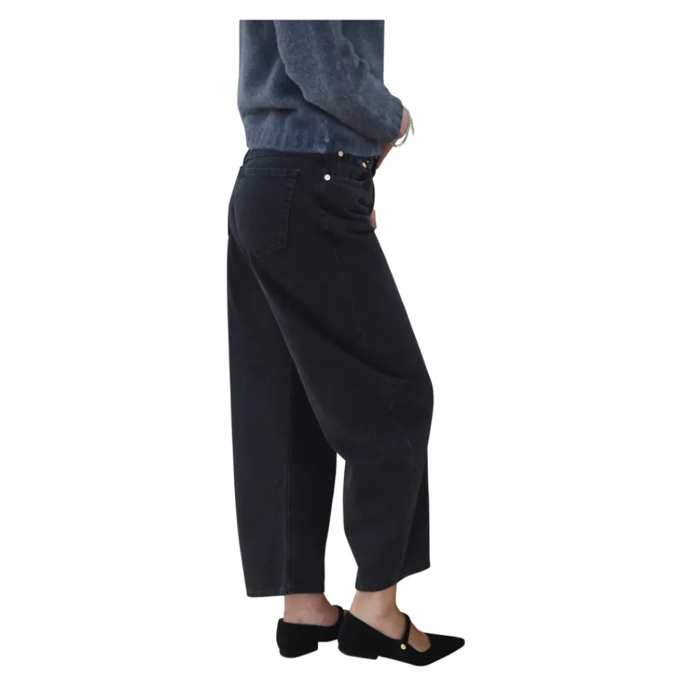 DAMES Closed Zwarte Barrel Fit Cropped Jeans