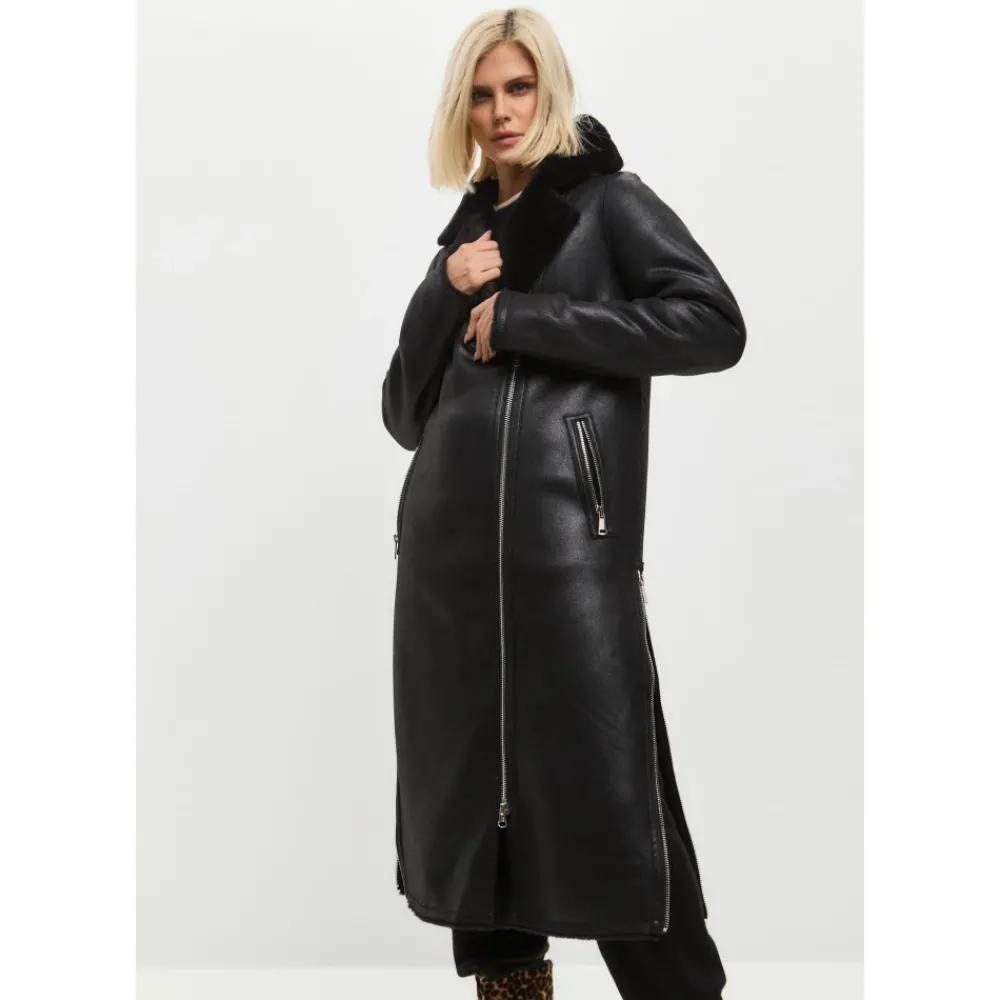 DAMES Cesare Gaspari Trenchcoats & Mantels^e Faux Reversible Shearling Lange Jas