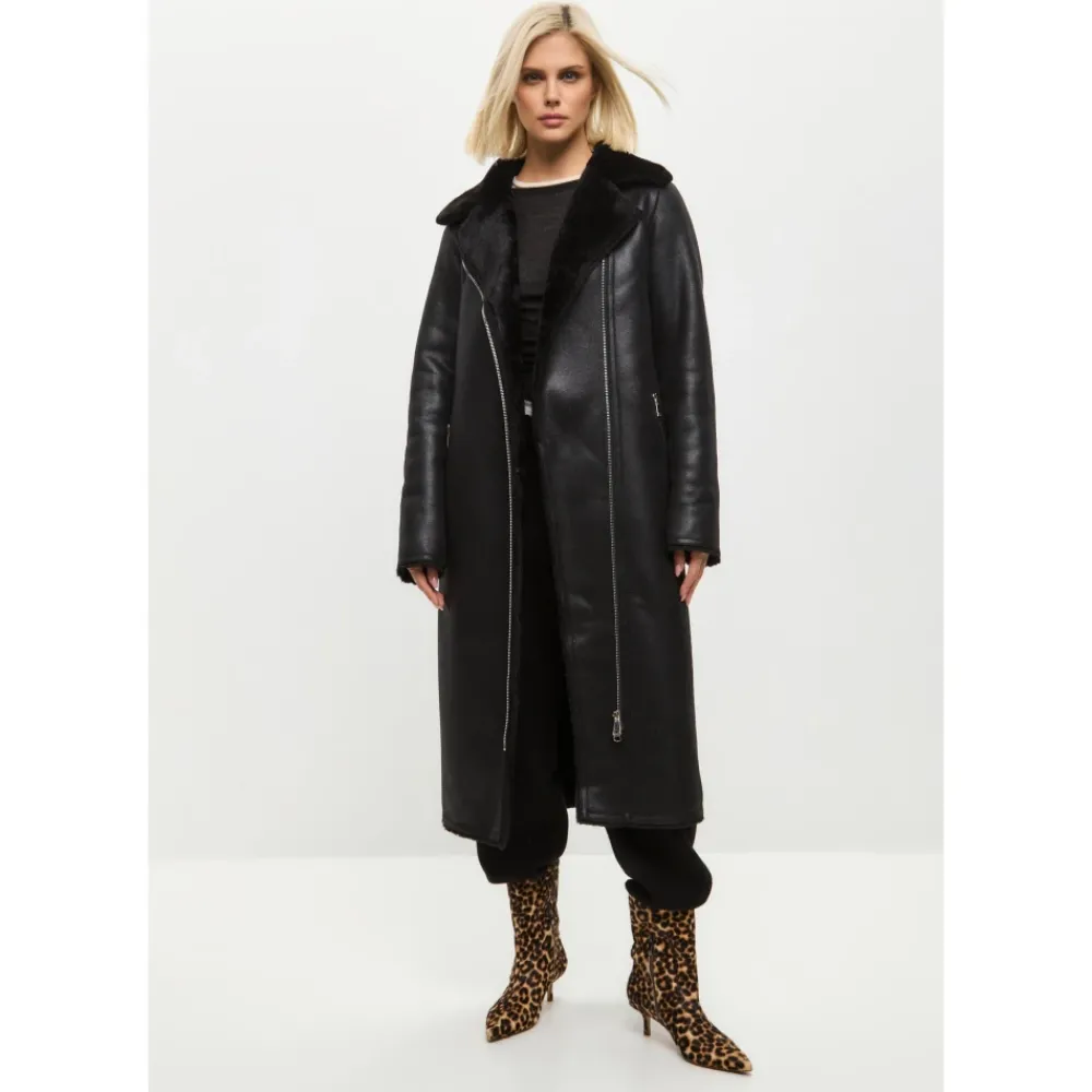 DAMES Cesare Gaspari Trenchcoats & Mantels^e Faux Reversible Shearling Lange Jas