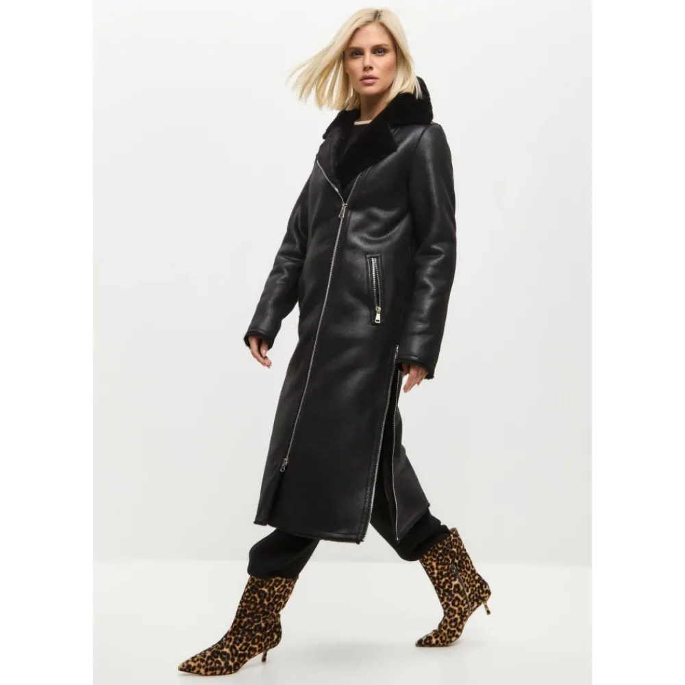 DAMES Cesare Gaspari Trenchcoats & Mantels^e Faux Reversible Shearling Lange Jas