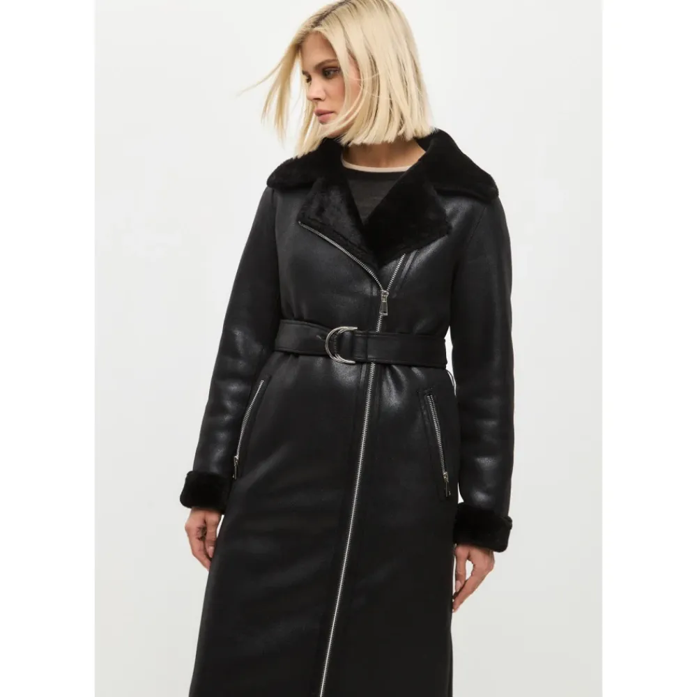 DAMES Cesare Gaspari Trenchcoats & Mantels^e Faux Reversible Shearling Lange Jas