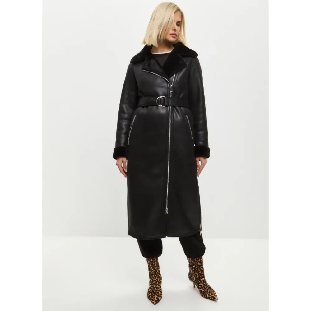 DAMES Cesare Gaspari Trenchcoats & Mantels^e Faux Reversible Shearling Lange Jas