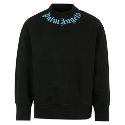 Palm Angels Bovenkleding^e Fleece Katoenen Sweatshirt met Blauw Logo