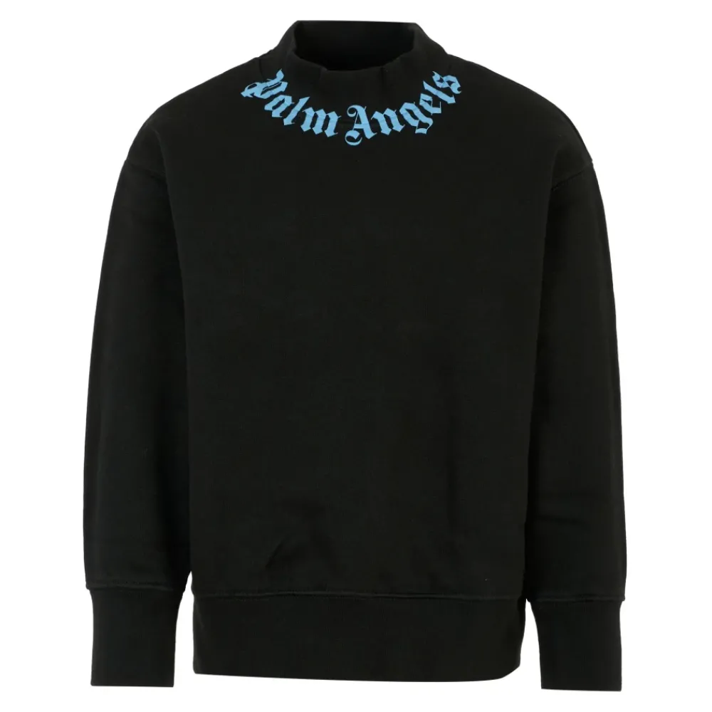Palm Angels Bovenkleding^e Fleece Katoenen Sweatshirt met Blauw Logo