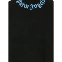 Palm Angels Bovenkleding^e Fleece Katoenen Sweatshirt met Blauw Logo