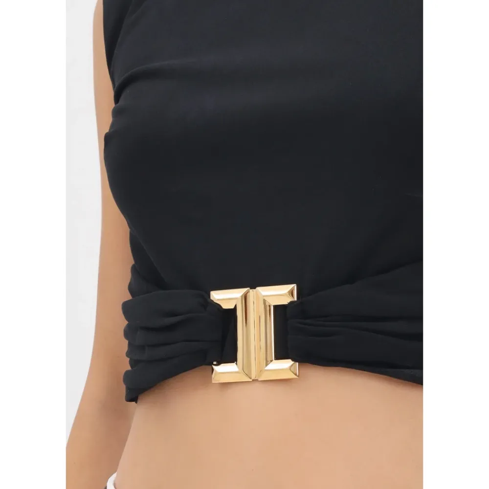 DAMES Elisabetta Franchi e Geknipte Diamantplaat T-shirt