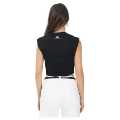 DAMES Elisabetta Franchi e Geknipte Diamantplaat T-shirt