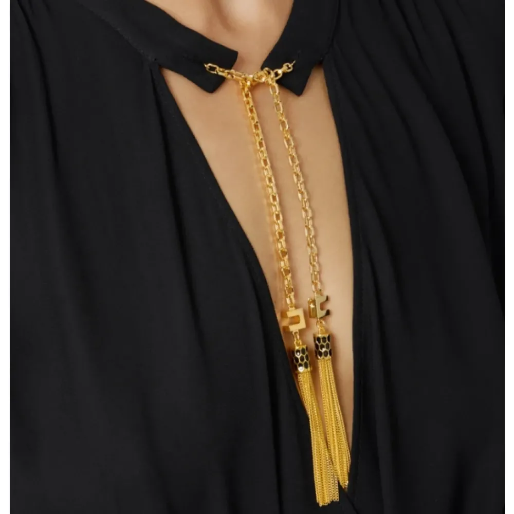 DAMES Elisabetta Franchi Shirts^e Georgette Bodysuit met Mandarin Kraag