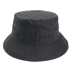Heren Barbour Hoeden^Zwarte Gewaxte Katoenen Bucket Hoed
