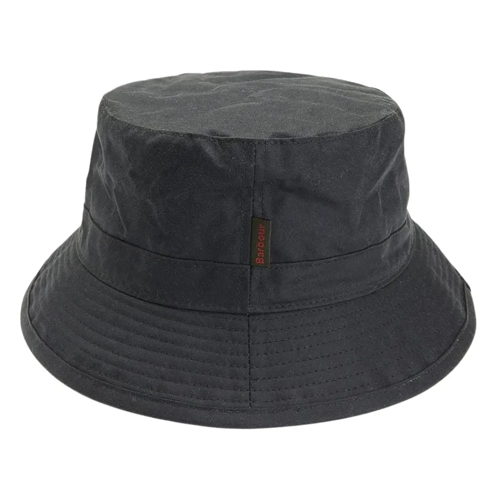 Heren Barbour Hoeden^Zwarte Gewaxte Katoenen Bucket Hoed