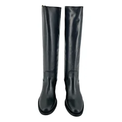 DAMES Via Roma 15 e hoge laarzen van leer met gouden `V`-detail