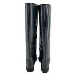 DAMES Via Roma 15 e hoge laarzen van leer met gouden `V`-detail