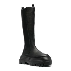 DAMES Bally Chelseaboots^e Kalfsleren Lange Laarzen met Structuur