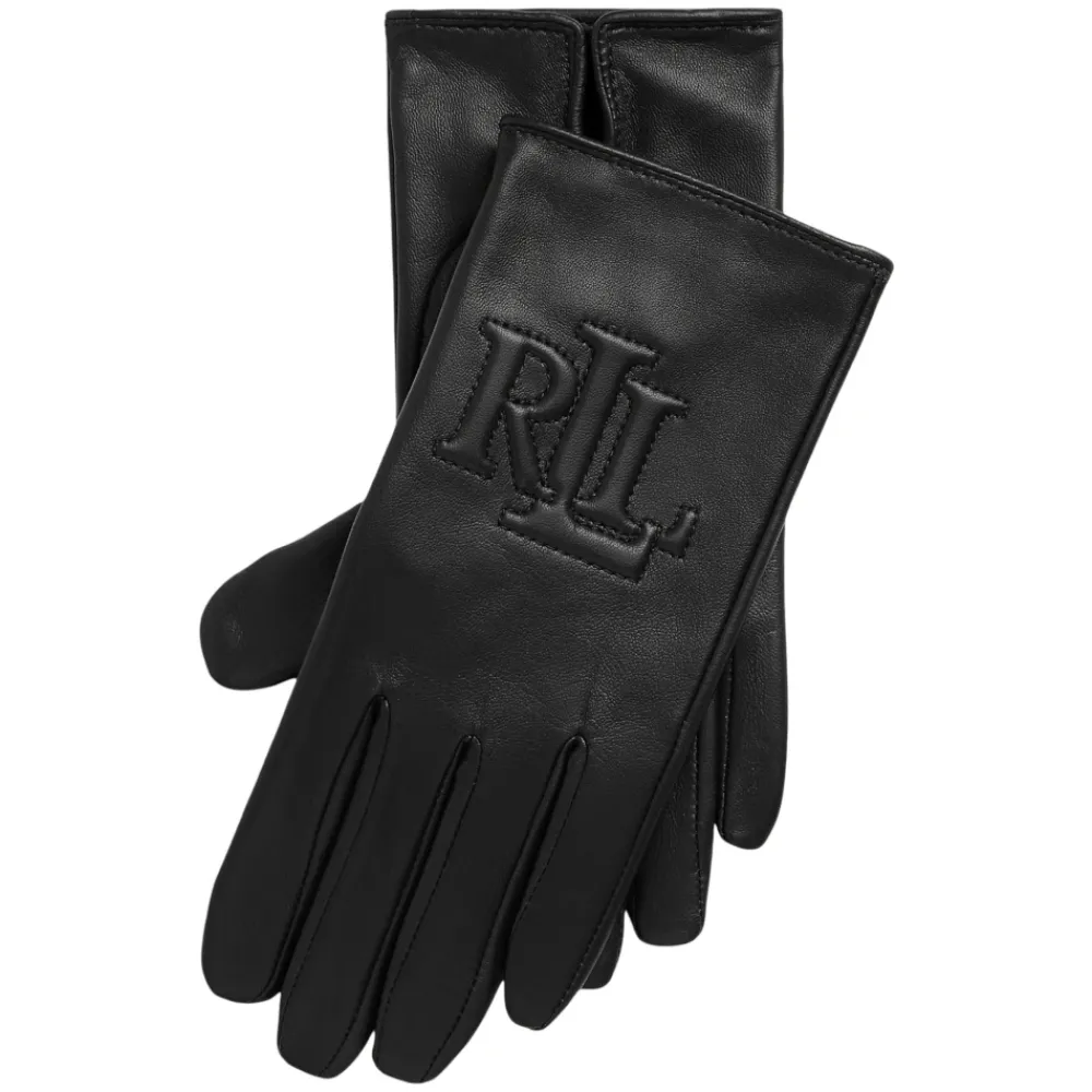 DAMES Ralph Lauren e Lauren By e Logo In reliëf Geitenleren Tech Handschoenen Accessoires
