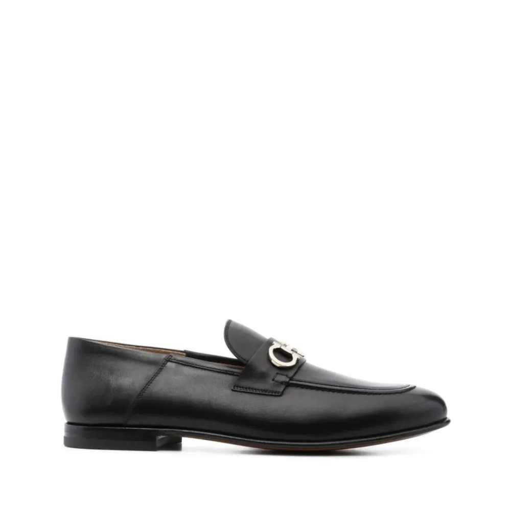Heren Ferragamo e Leren Almond Toe Loafers