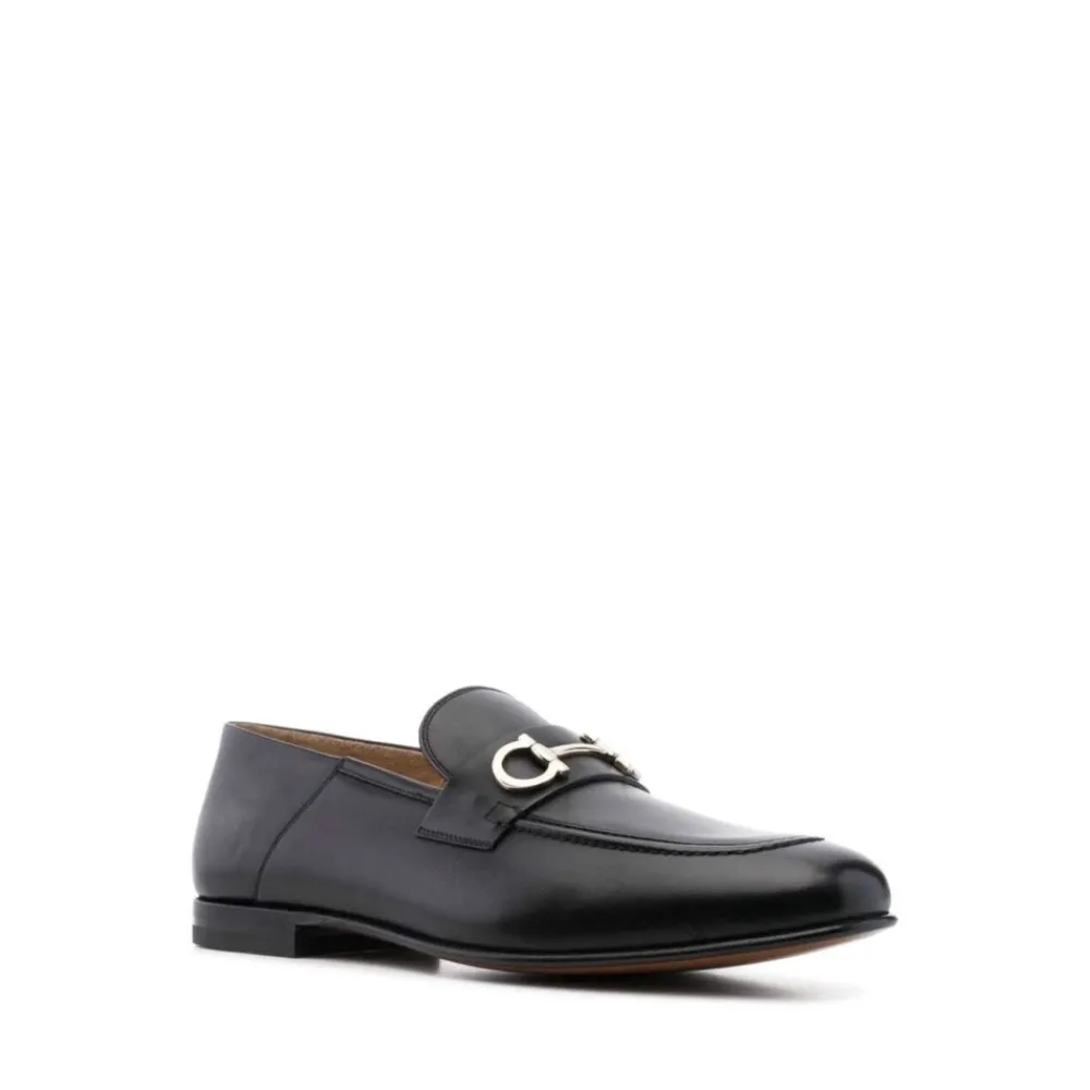 Heren Ferragamo e Leren Almond Toe Loafers