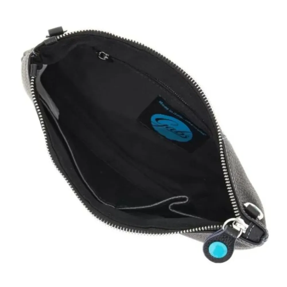 DAMES Gabs Clutches^Zwarte leren crossbody tas met mineraal logo