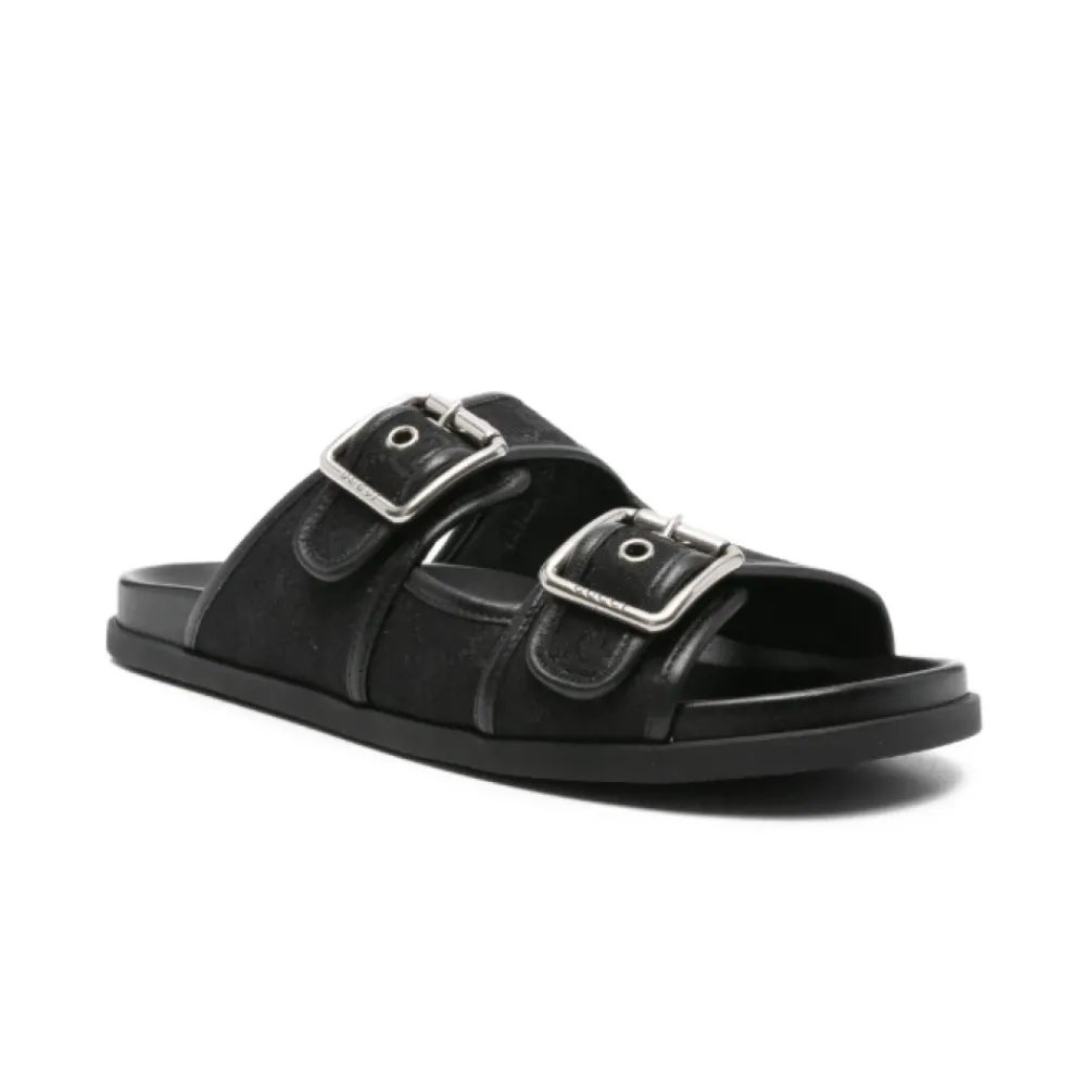 Heren Gucci e Leren Dubbele Gesp Sandalen