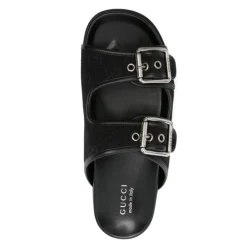 Heren Gucci e Leren Dubbele Gesp Sandalen