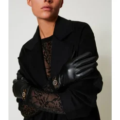 DAMES Twinset Handschoenen^e leren handschoenen met metalen gesp