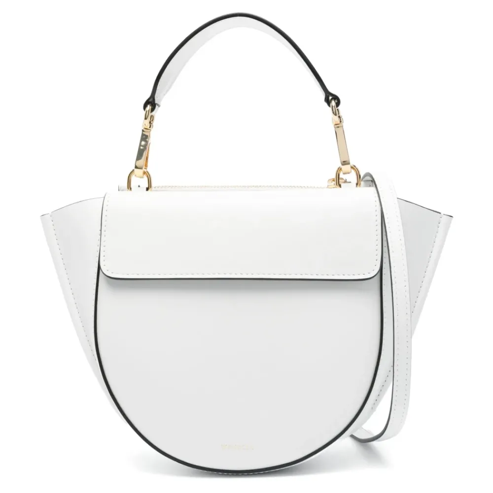 DAMES Wandler Handtassen^Zwarte leren handtas met magnetische sluiting